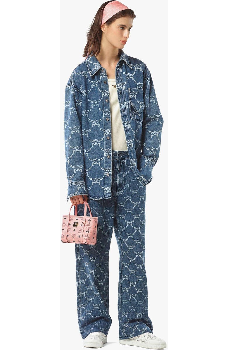 MCM X-Mini Toni Top-Zip Shopper in Visetos, Alternate, color, Pink