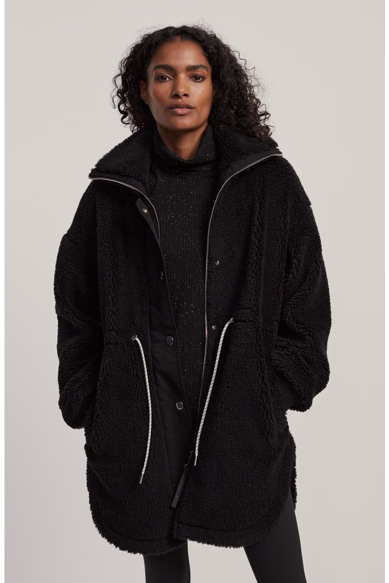 Jamie Faux Shearling Coat, Alternate, color, BLACK