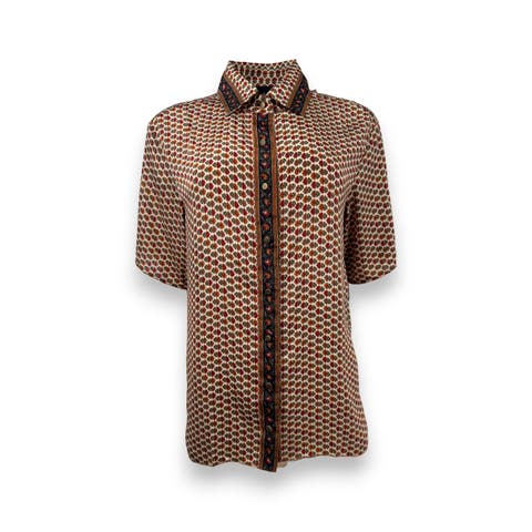 Embossed Botanical Short Sleeve Crepe Shirt