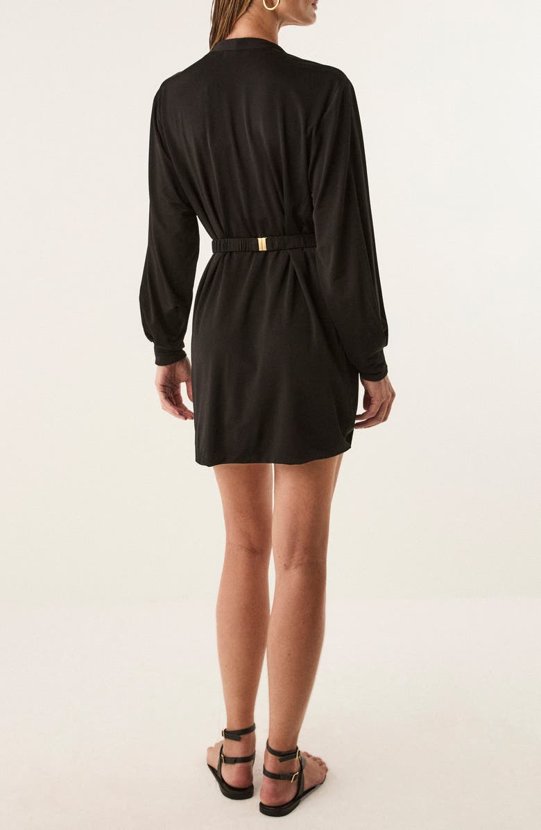 ViX Paula Hermanny Rosana Long Sleeve Cover-Up Minidress, Alternate, color, Black