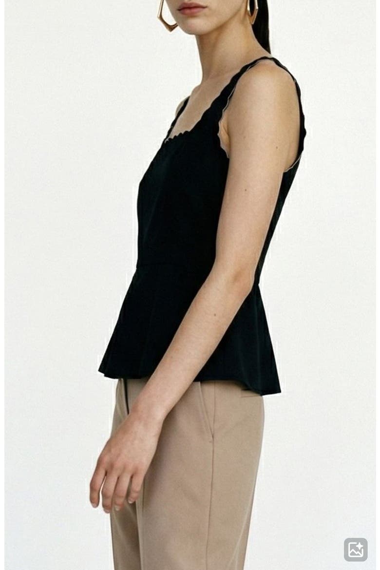 Julietta Scallop Trim Peplum Top, Alternate, color, BLACK