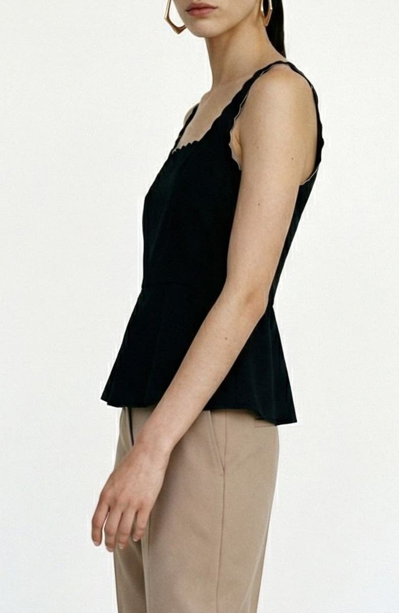 VERO MODA Julietta Scallop Trim Peplum Top, Alternate, color, Black