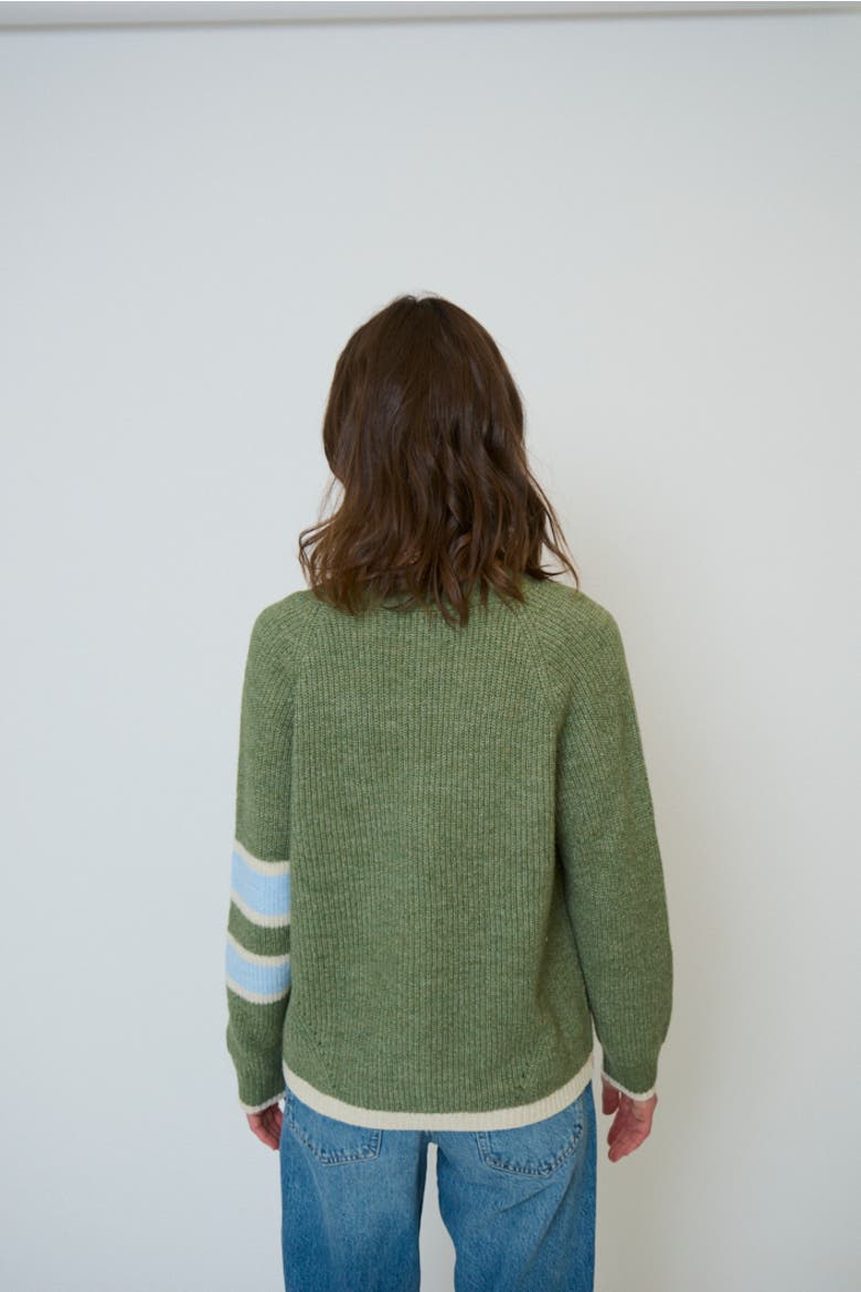 Marley Varsity Cardigan, Alternate, color, GREEN