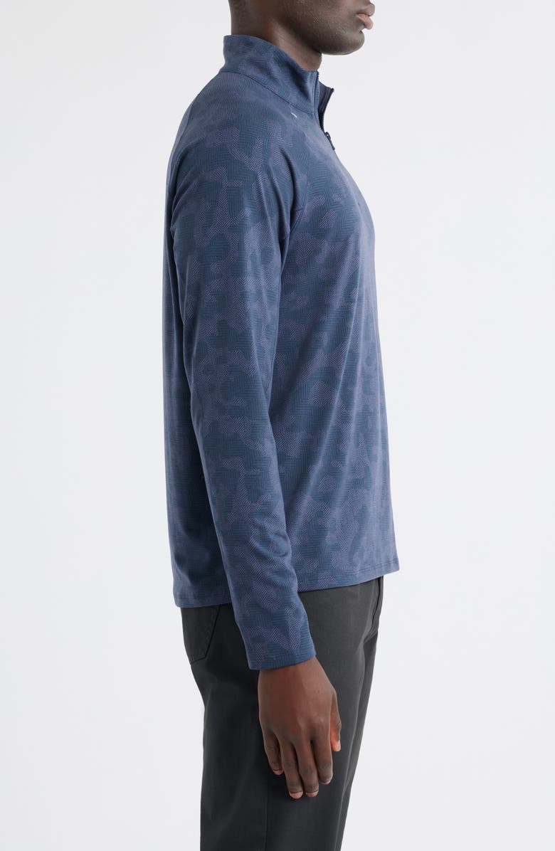 johnnie-O Viktor Waffle Camo Print Quarter Zip Pullover, Alternate, color, Navy