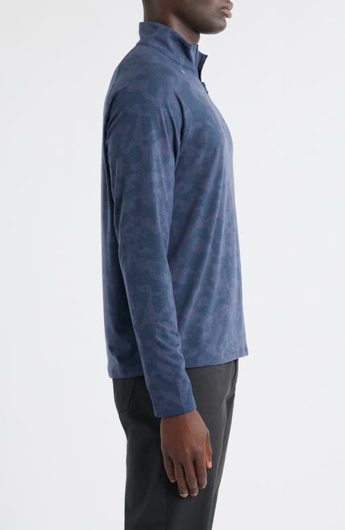 Johnnie-o Viktor Waffle Camo Print Quarter Zip Pullover In Blue