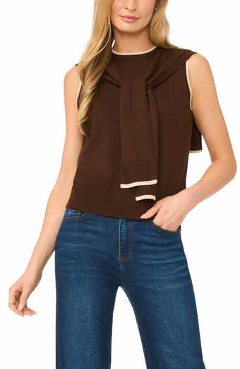 Front Tie Sleeveless Sweater