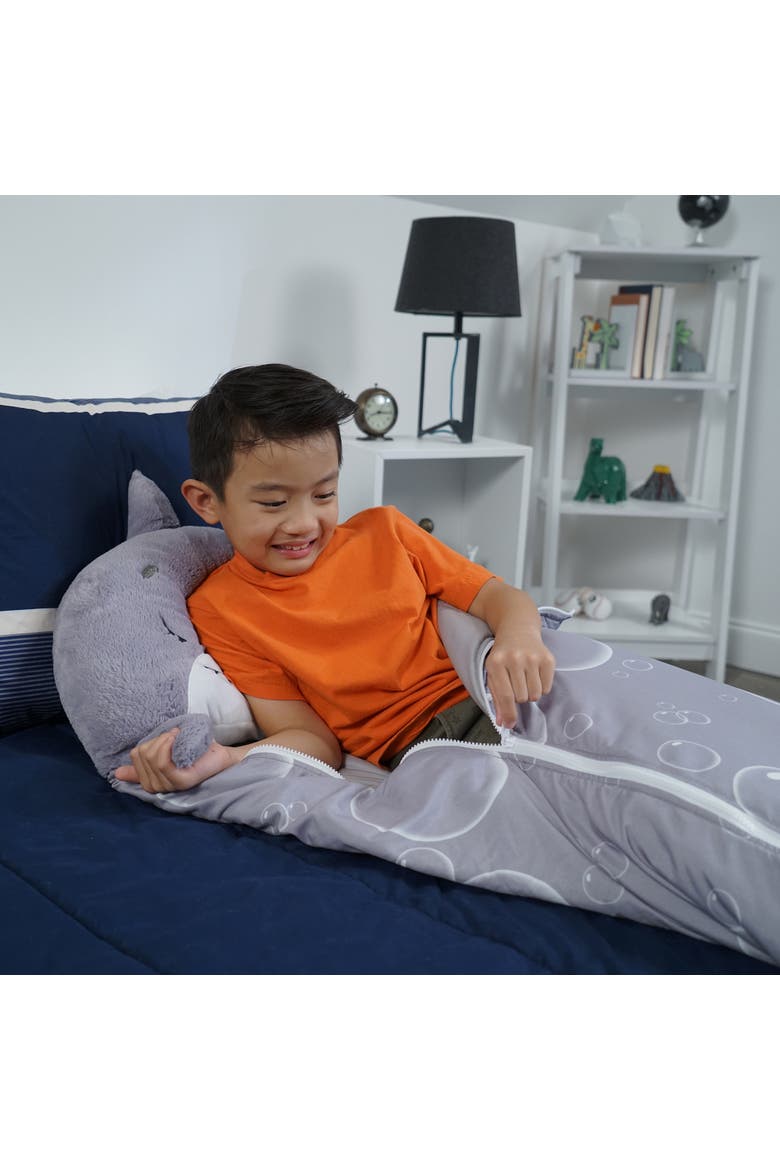 Grey Shark 2 in 1 Pillow & Sleeping Bag Medium, 54 inch x 20 inch, Alternate, color, Gray