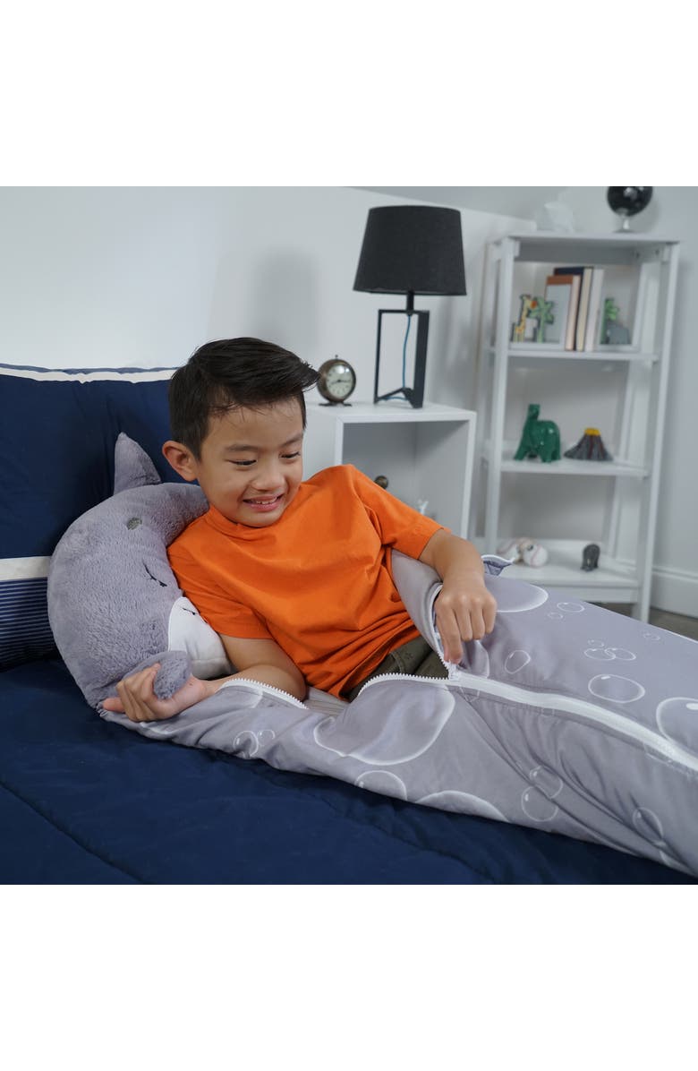 Happy Nappers Grey Shark 2 in 1 Pillow & Sleeping Bag Medium, 54 inch x 20 inch, Alternate, color, Gray