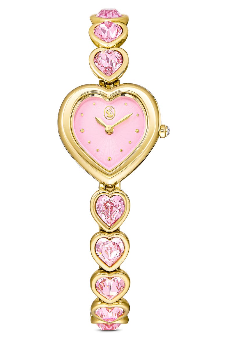 Idyllia Heart Crystal Bracelet Watch, 22mm, Main, color, PINK
