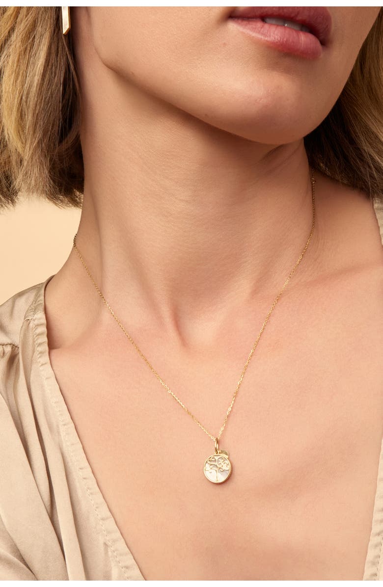 Oradina 14K Gold Tree of Life Pendant Charm, Alternate, color, Yellow Gold, Mother Of Pearl