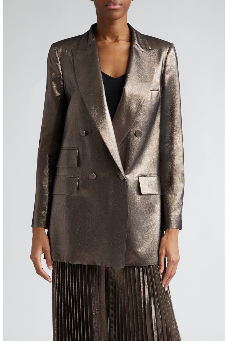 Edro Metallic Double Breasted Blazer, Main, color, BRONZE
