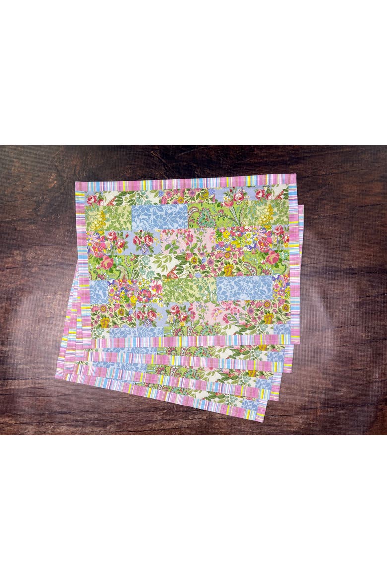 Garden Collage Patchwork Placemats, Set of 4, Alternate, color, Green