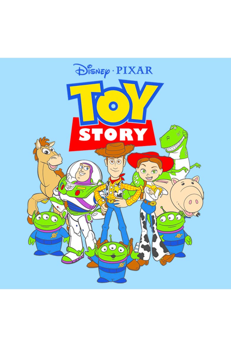 Men's Toy Story Main Characters Logo  Graphic T-Shirt, Alternate, color, Light Blue