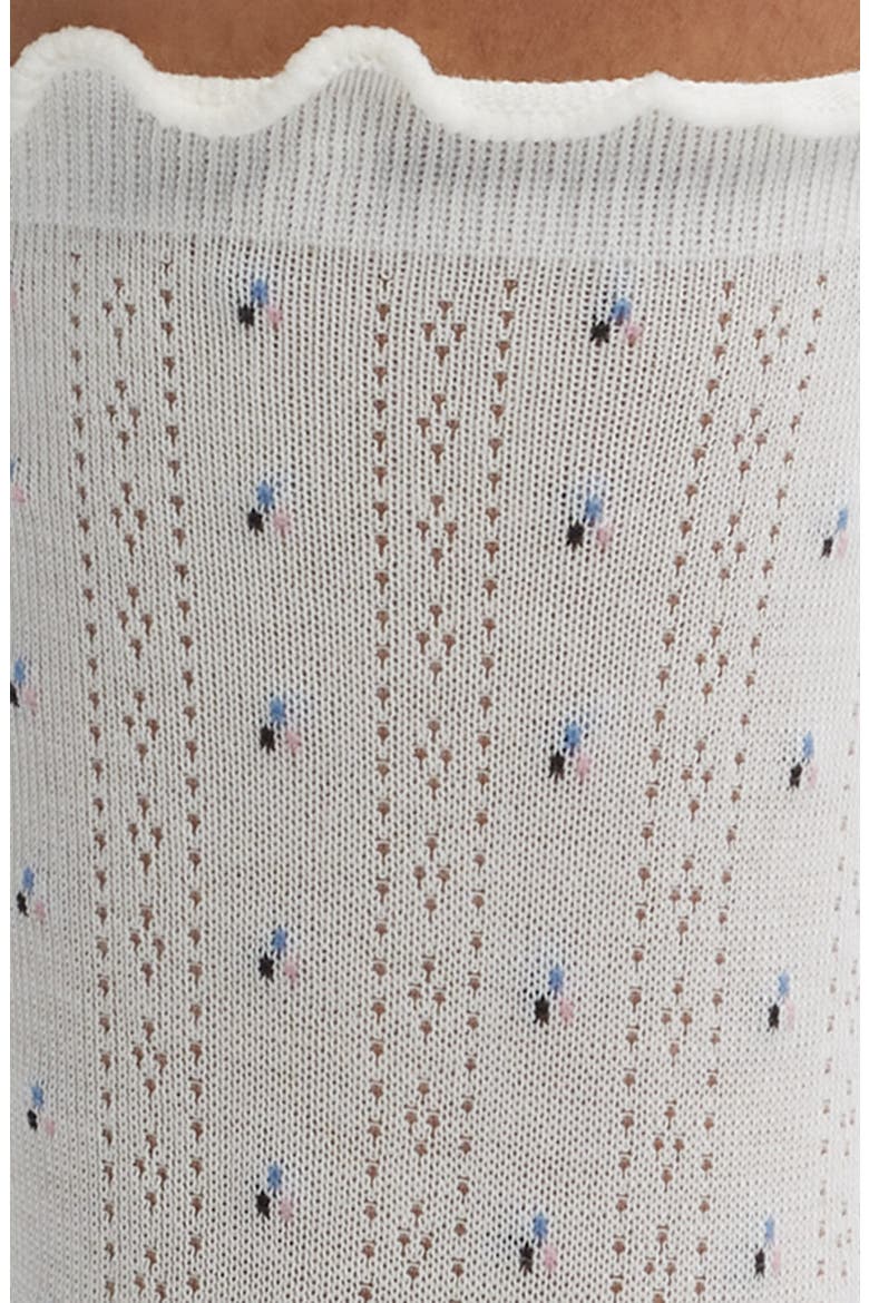 Margot Floral Pointelle Crew Socks, Alternate, color, WHITE