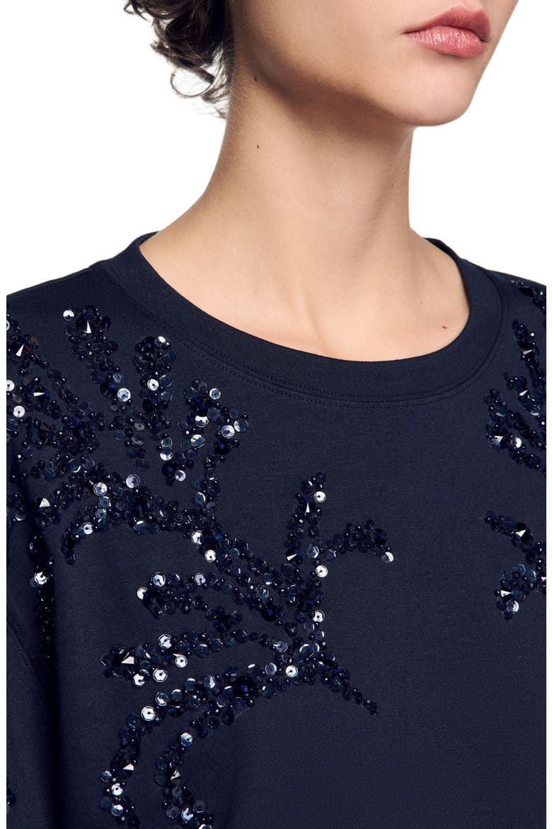 T-shirt with beaded details, Alternate, color, Navy blue