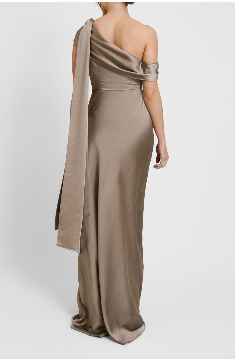 Six Stories Drape One Shoulder Bridesmaid Dress, Alternate, color, Truffle