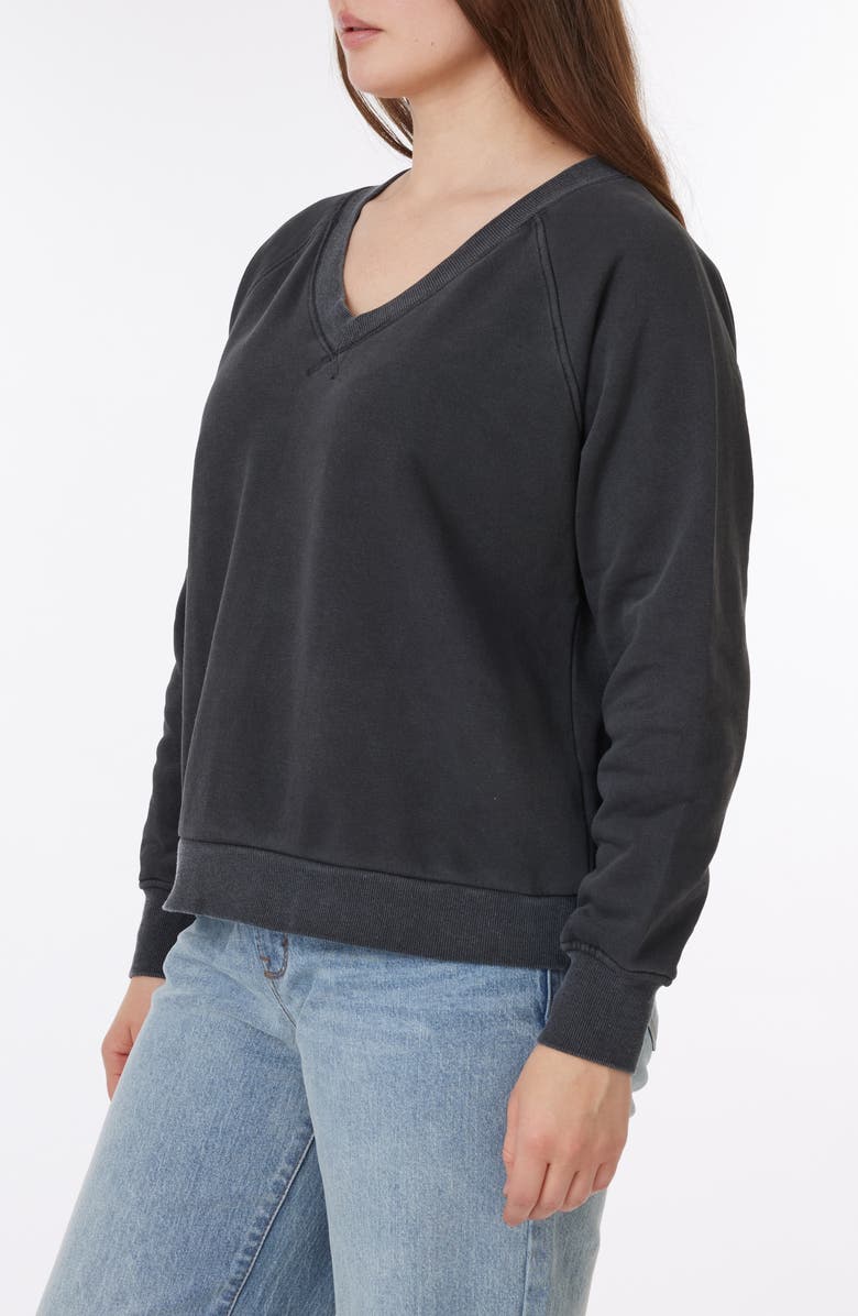 C & C California Delilah Sunwashed Fleece V-Neck Sweatshirt, Alternate, color, Black Sand