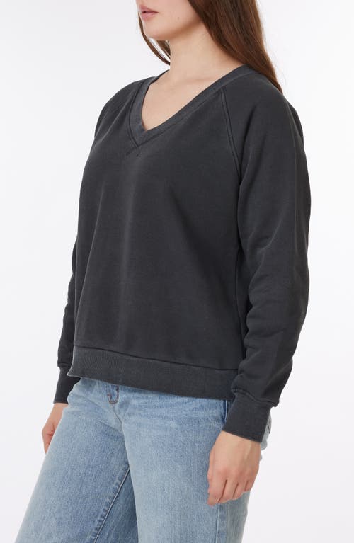 C&c California C & C California Delilah Sunwashed Fleece V-neck Sweatshirt In Black Sand