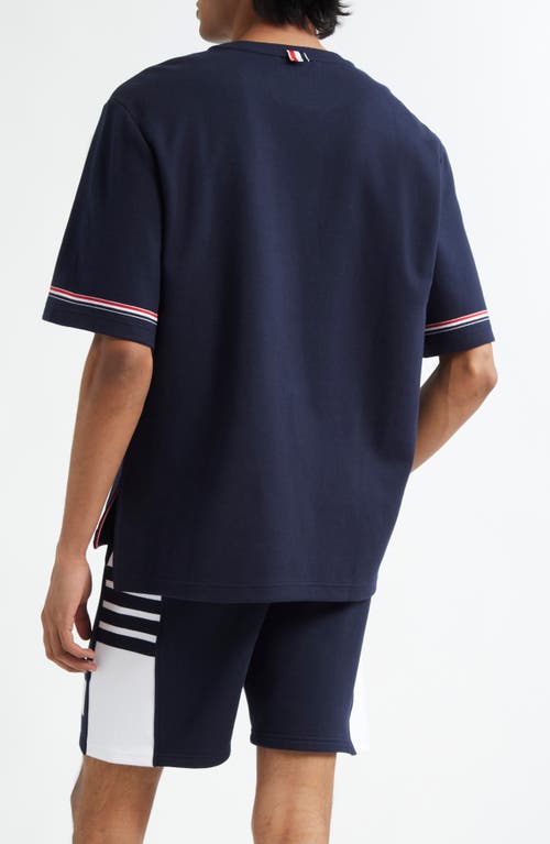 Thom Browne Rugby Fit Short Sleeve Cotton T-shirt In Navy