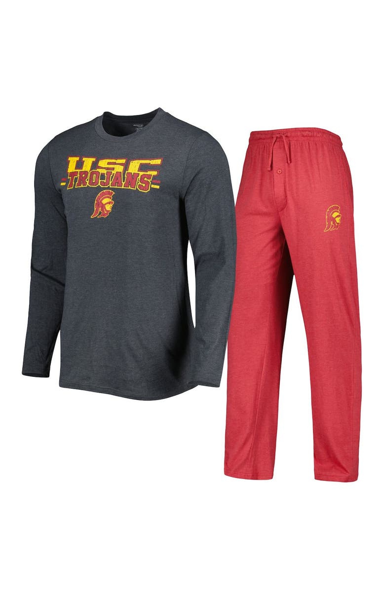 CONCEPTS SPORT Men's Concepts Sport Cardinal/Charcoal USC Trojans Meter Long Sleeve T-Shirt & Pants Sleep Set, Main, color, Cardinal