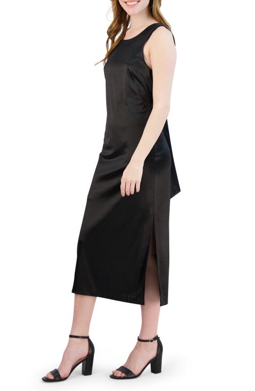 Julia Jordan Tie-back Cutout Satin Midi Dress In Black