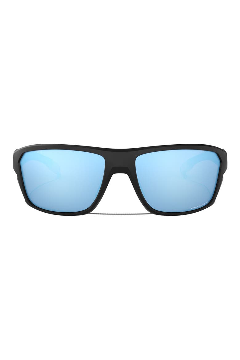 Split Shot 64mm Polarized Oversize Sunglasses, Main, color, BLACK