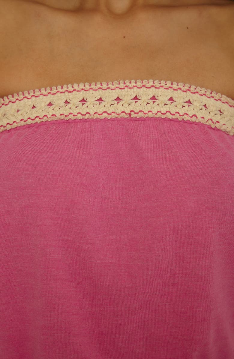 Lucky Brand Laguna Tie Waist Strapless Cover-Up Romper, Alternate, color, Berry Pink