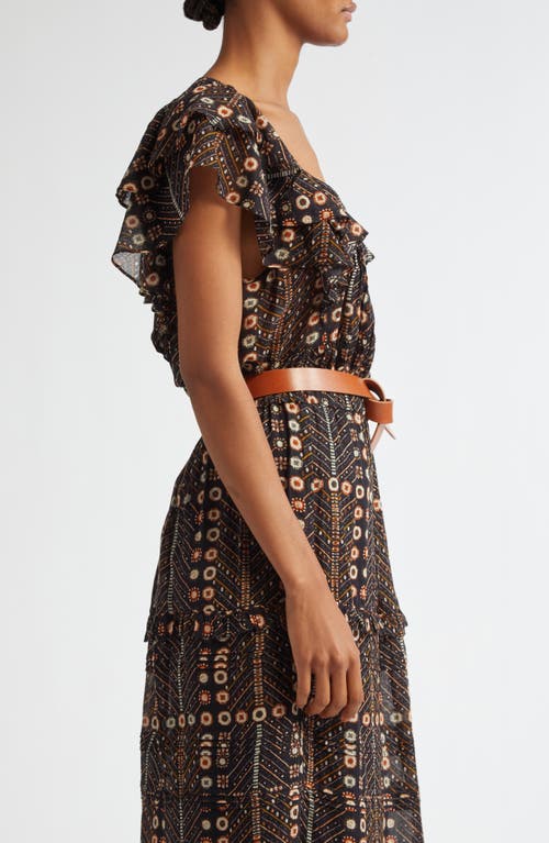 Isabel Marant Étoile Madrana Print Flutter Sleeve Top In Faded Black