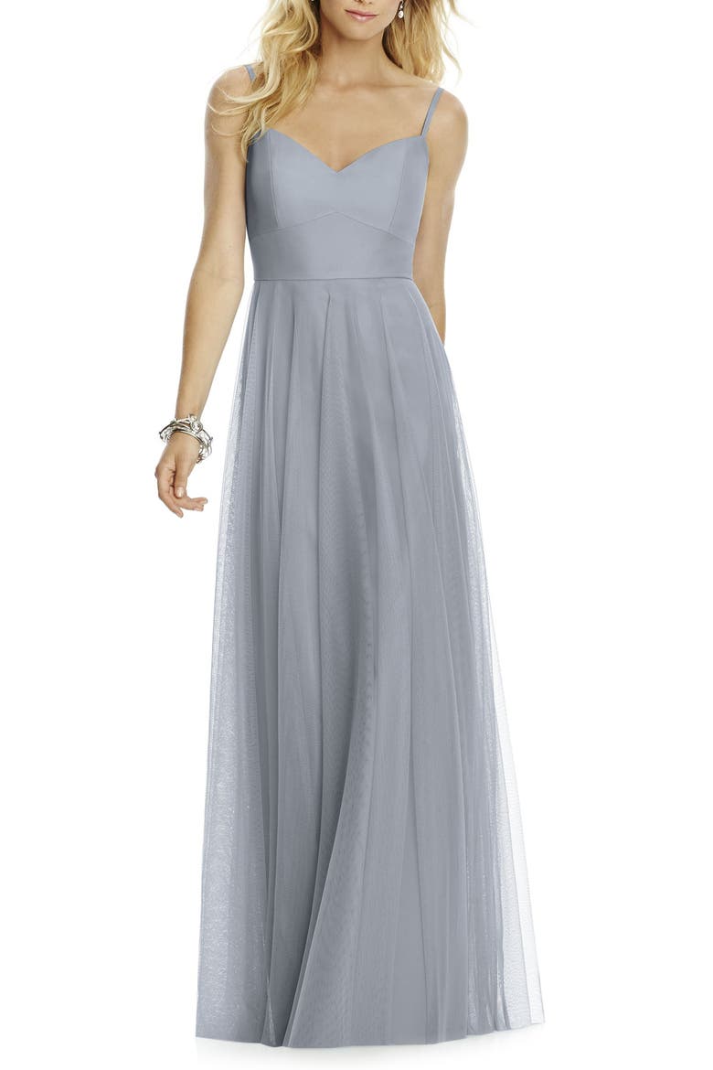 Sweetheart Neck Tulle A-Line Gown, Main, color, PLATINUM