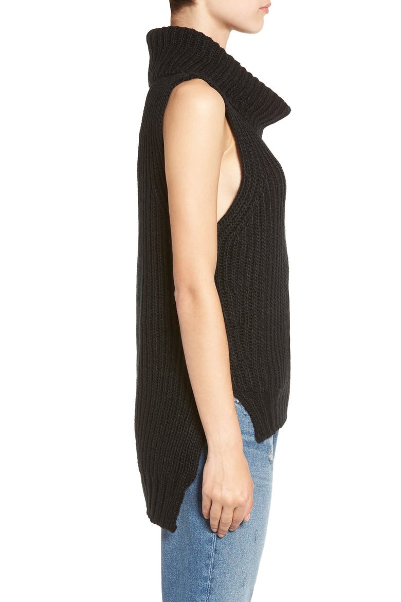 ASTR High/Low Turtleneck Sweater, Alternate, color, BLACK