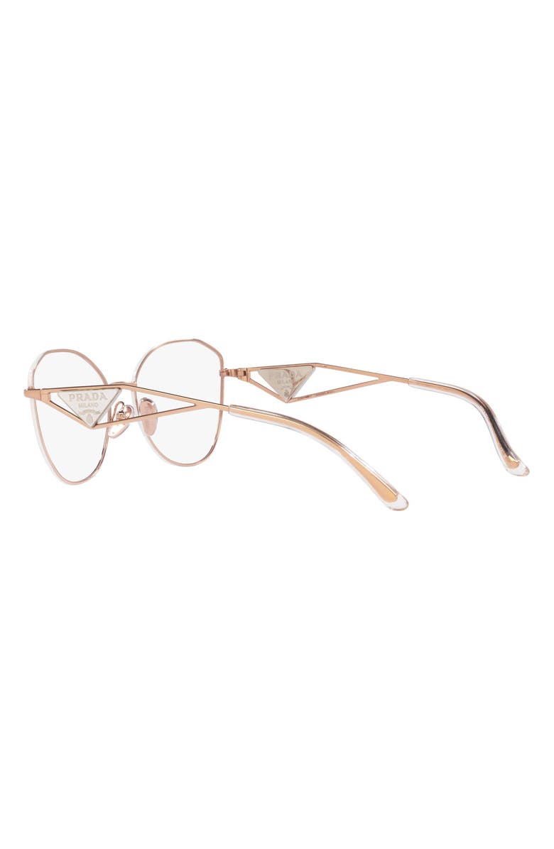 Prada 55mm Round Optical Glasses, Alternate, color, Pink Gold