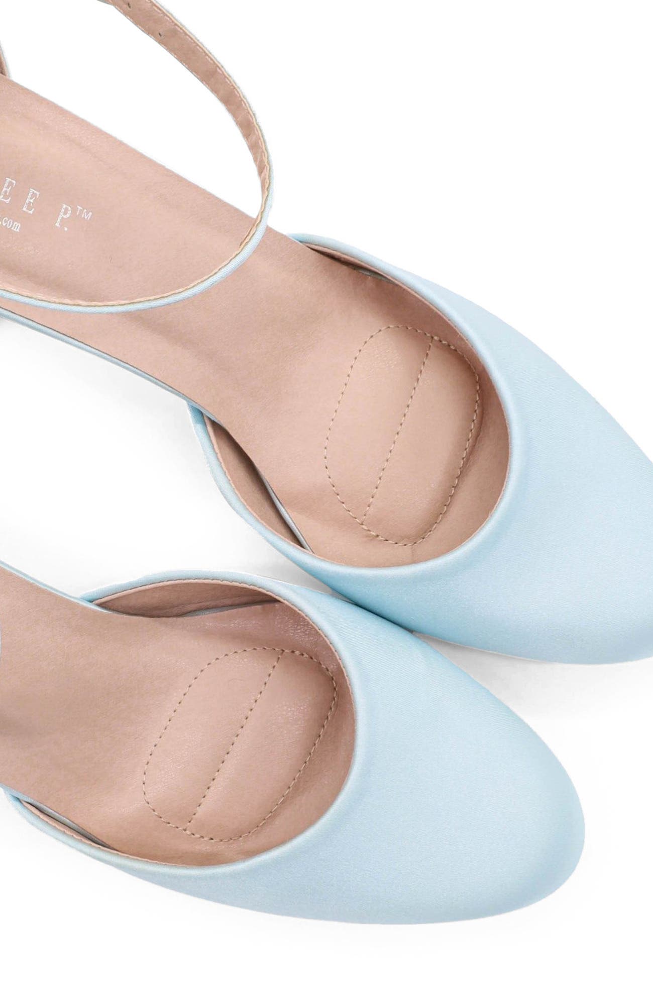 Sarah Satin Block Heel Wedding Pump, Alternate, color, Light Blue