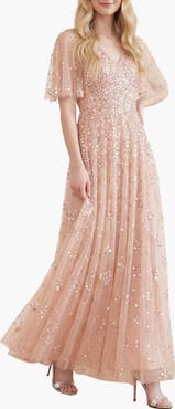 Needle & Thread Leila Dot V-neck Cape Ankle Gown
