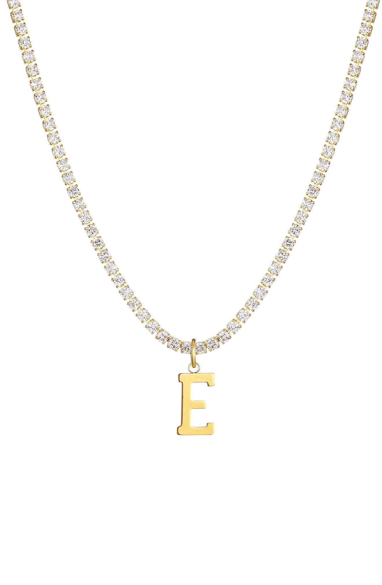 Adornia Initial Charm Tennis Necklace