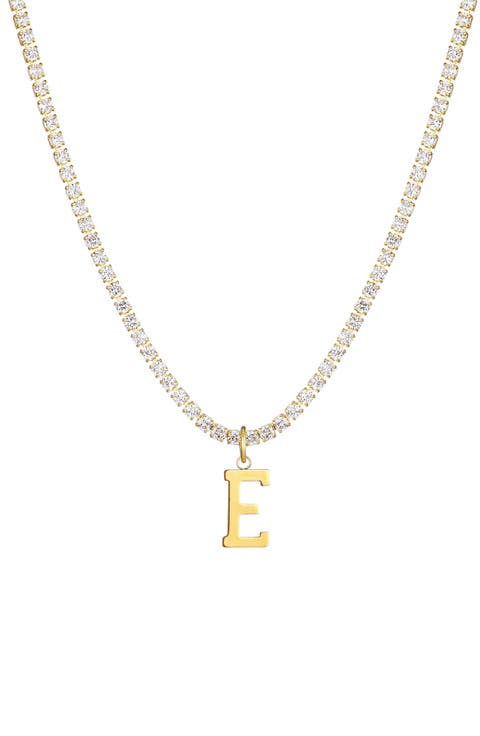 Initial Charm Tennis Necklace