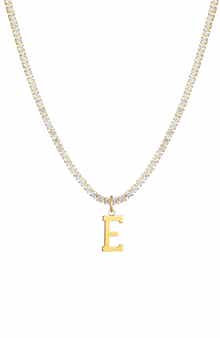 Initial Charm Tennis Necklace