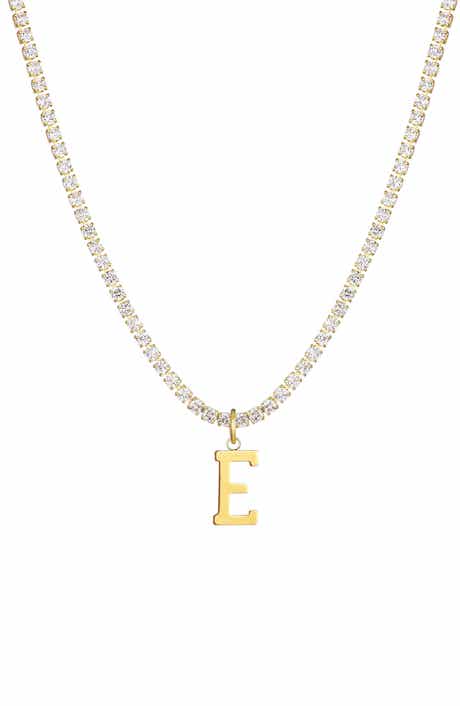 Adornia Initial Charm Tennis Necklace