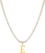Adornia Initial Charm Tennis Necklace