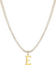 Adornia Initial Charm Tennis Necklace