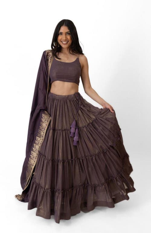 Raas Gaia Tiered Lehenga Choli Set In Brownish Purple