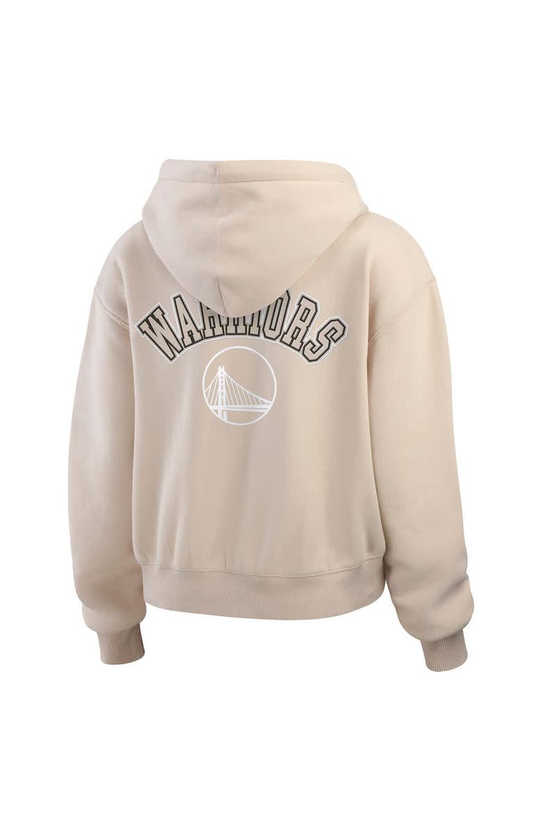 WEAR by Erin Andrews Women's WEAR by Erin Andrews Cream Golden State Warriors Plus Size Tonal Felt Patch Full-Zip Hoodie, Alternate, color, Cream