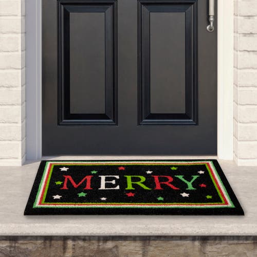Northlight Black Coir Merry Indoor Rectangular Doormat In Black