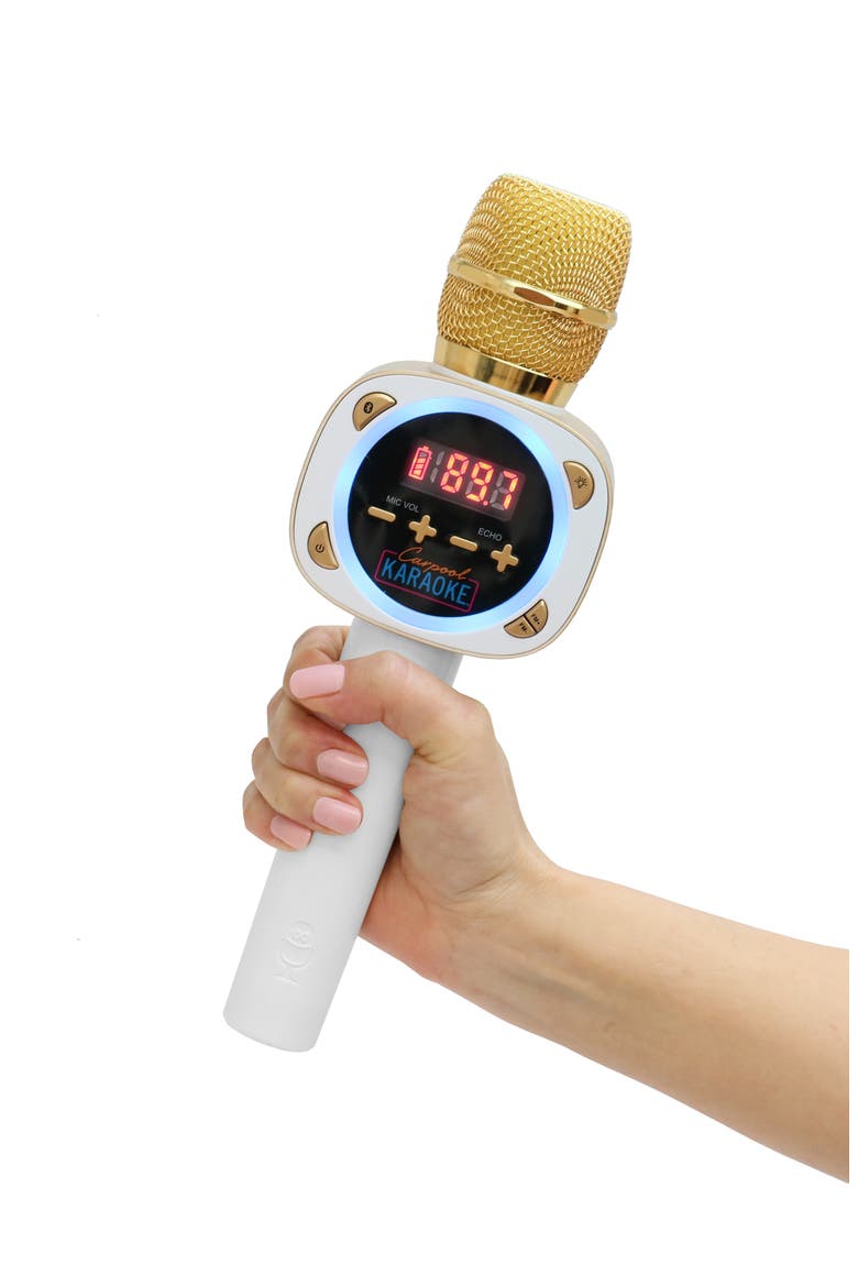 Carpool Karaoke The Mic Bluetooth® Microphone, Alternate, color, WHITE/GOLD