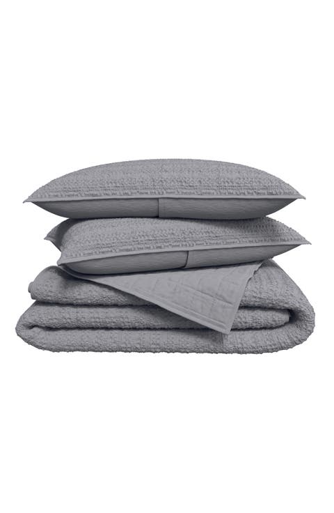 Reversible Honeycomb Waffle Cotton Quilt & Sham Set