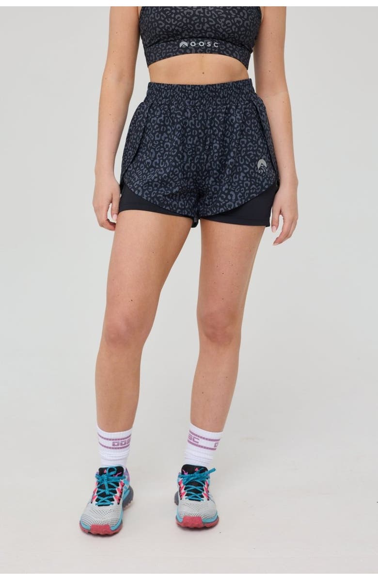 OOSC Elite 2 in 1 Running Shorts - Black Leopard, Main, color, Black Leopard