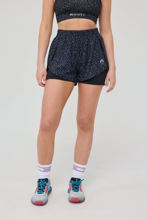 Elite 2 in 1 Running Shorts - Black Leopard