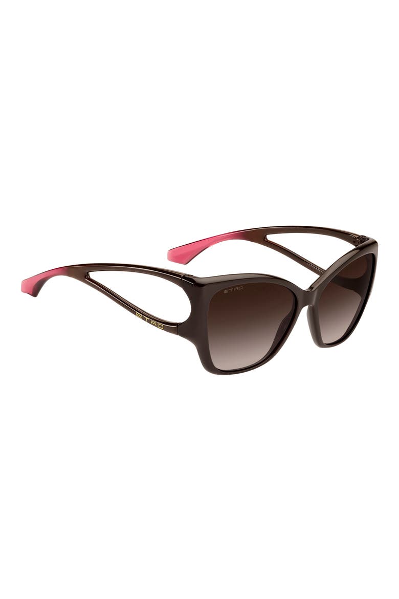59mm Gradient Cat Eye Sunglasses, Alternate, color, BROWN PINK/ BROWN SF
