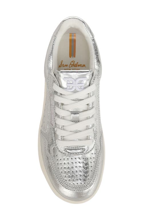 Sam Edelman Harper Womens Faux Leather Metallic Casual And Fashion Sneakers In Soft Silver