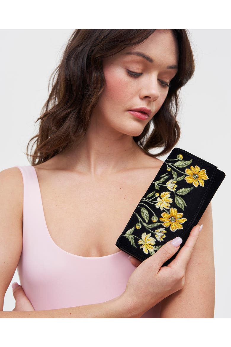 Botanical Velvet Embroidered Purse Large, Alternate, color, Black
