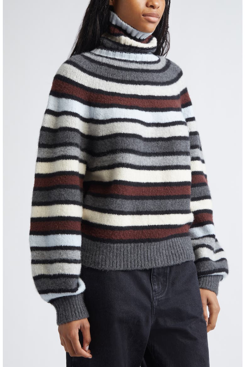 Danea Stripe Cashmere Blend Turtleneck Sweater, Alternate, color, NEUTRAL MULTI